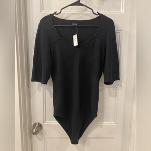 GAP Ribbed Black Bodysuit